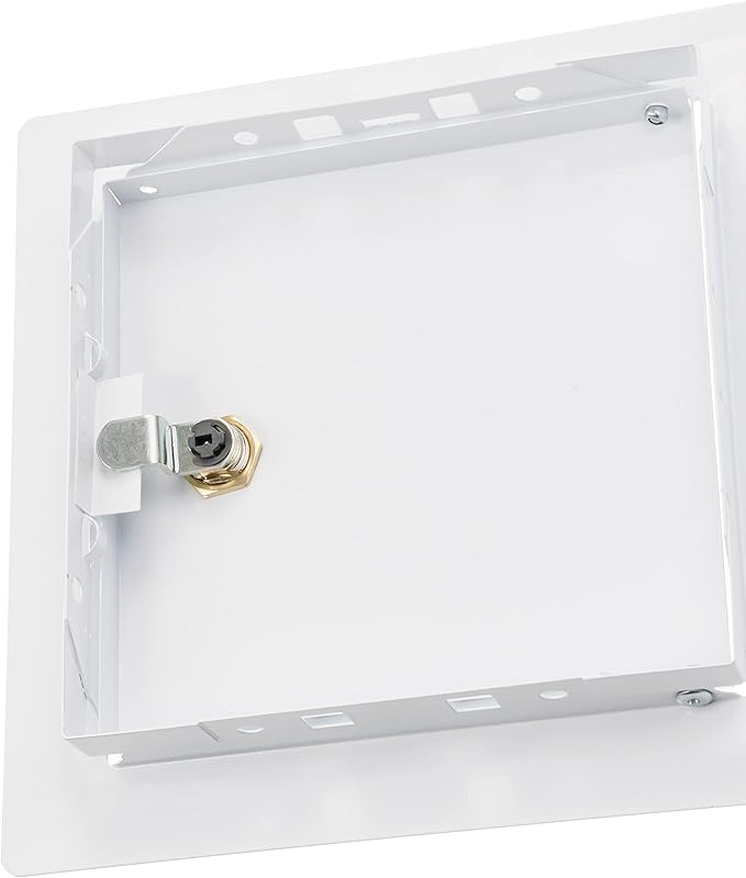 6" x 6" Lockable White Metal Access Panel. Service Shaft Door Panel with Key. Plumbing, Electricity, Heating, Alarm Wall Access Panel for Drywall. Bathroom Services Access Hole Cover.