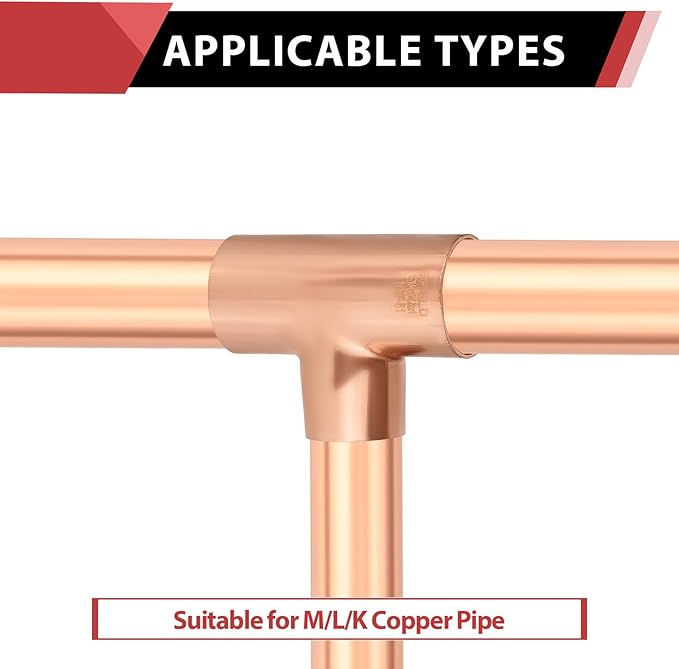 EFIELD 1-1/4" X 1-1/4" X 1" C X C X C Copper Reducing Tee, LF Copper Plumbing Fittings with Sweat Solder Connection,(COPPER110)