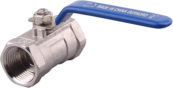 DERNORD Stainless Steel Ball Valve 1PC Type NPT Standard Port for Water, Oil, and Gas (3/4 Inch Ball Valve)