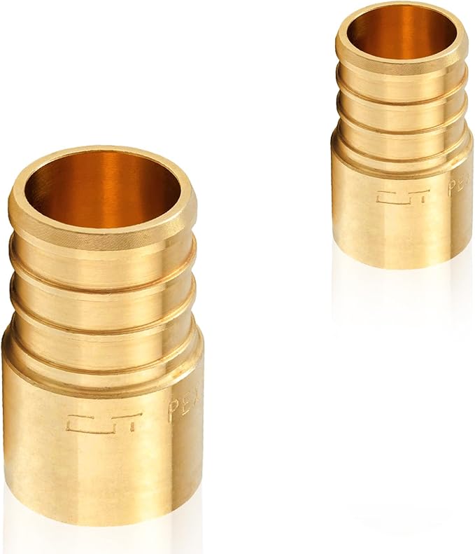 50-Pack HeSun PEX Fittings, 1" PEX x 3/4" Female Sweat Adapter (Over Copper Tube), Brass Crimp Fitting for ASTM F1807(PEX1807290-50)