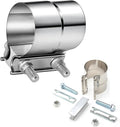 2.5 Inch Butt Joint Exhaust Band Clamp - Stainless Steel T304 Sleeve Coupler with Leak-Proof Design, No-Welding Installation for Cars, Trucks, and Motorcycles