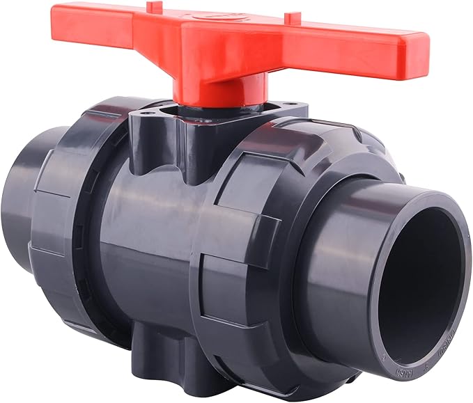DERNORD PVC True Union Ball Valve with Full Port, EPDM O-Rings, and Reversible PTFE Seats,Rated at 200 PSI (3 inch Socket)