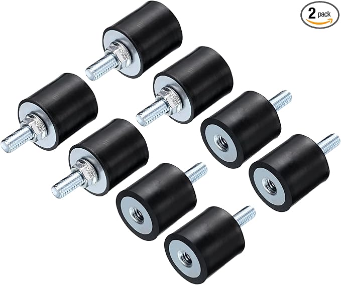 uxcell 2pcs M8x23mm Rubber Isolator Mounts with Studs 30x30mm Male Female Vibration Shock Absorber Zinc Plated Cylindrical Thread Mounts Anti Vibration Isolators with 2pcs M8 Lock Nuts