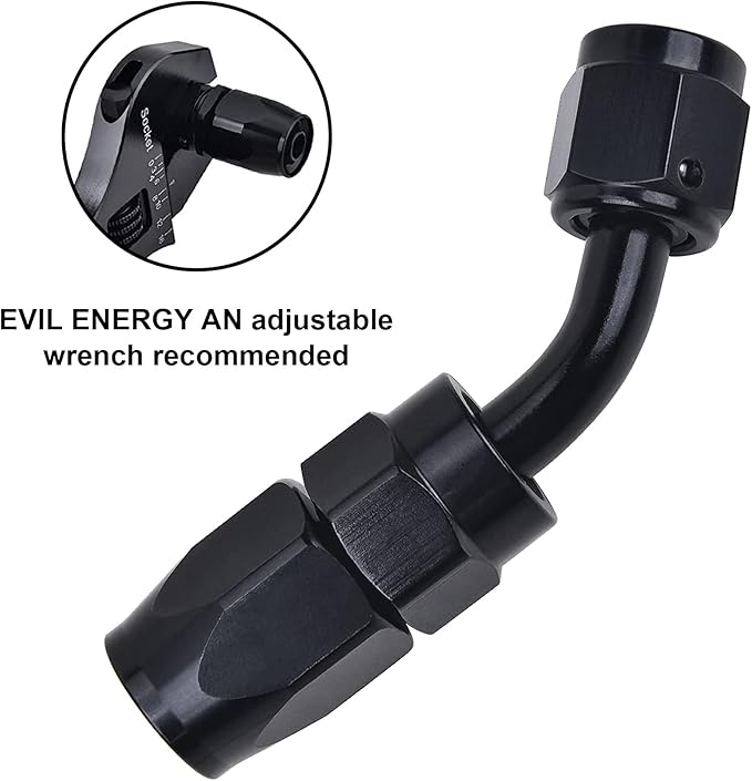 EVIL ENERGY 16AN Hose End Fitting 45 Degree Swivel for CPE Braided Fuel Hose Black