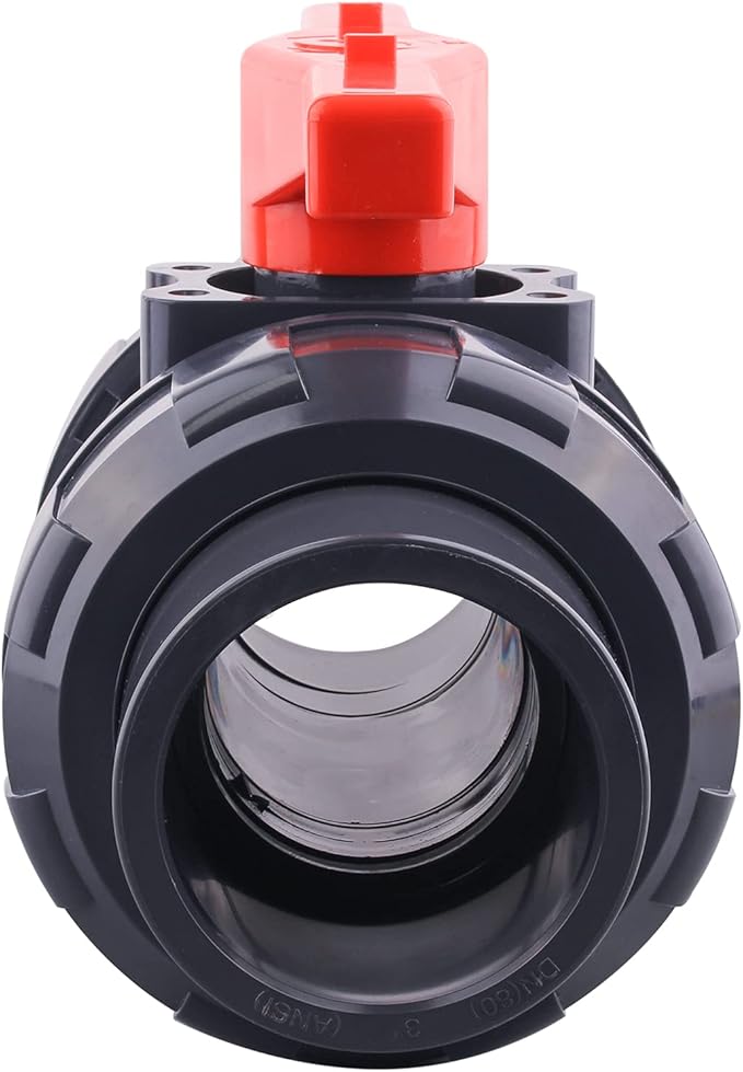 DERNORD PVC True Union Ball Valve with Full Port, EPDM O-Rings, and Reversible PTFE Seats,Rated at 200 PSI (3 inch Socket)