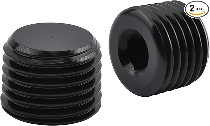 EVIL ENERGY 1/4" NPT Plugs Aluminum Socket Allen Head Black, Pack of 2