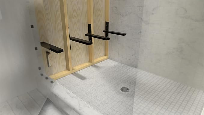 Floating Shower Bench Kit with GoBoard® - Original Shower Bench Bracket® (14x18)-Ideal for New Constructions, Bathroom Reno's, Shower Projects, Shower Bench Kit