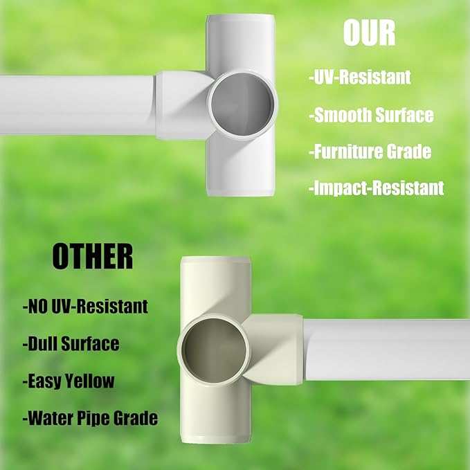 4PCS 1-1/2Inch Elbow PVC Fittings, 4-Way Heavy Duty PVC Pipe Fitting, Furniture Grade Pipe Fitting Connector Corner Fitting for Water Supplies Build Furniture Frame DIY Garden Shelf Greenhouse