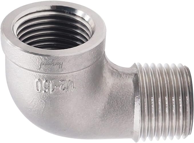 stainless steel NPT 1/2 elbow fitting 90 degree with both male and female thread connecting water pipe air hose pvc tube cast coupling (1 pc)