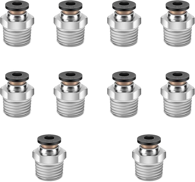 10 Pcs Push-to-Connect Fittings 5/32 Inch Tube OD x 1/4 Inch NPT Thread Pneumatic Male Straight Quick Connect Air line fittings
