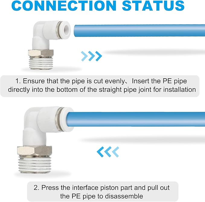 PATIKIL Push to Connect Fitting, 5 Pack Pneumatic Air Elbow Quick Connector 3/8"PT Male Thread x 6mm Tube 90 Degree Connect Tubing Elbow Air Tube Fitting Pneumatic Quick Adapter, White