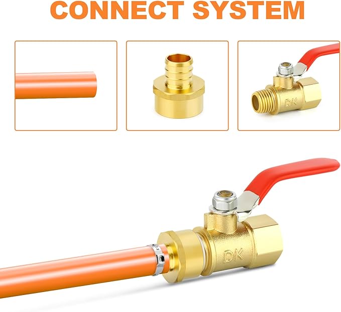 GASHER 6Pcs No Lead Brass 3/4" Pex Female Adapter, 3/4" Female NPT to 3/4" PEX Adapter for Pex Tubing