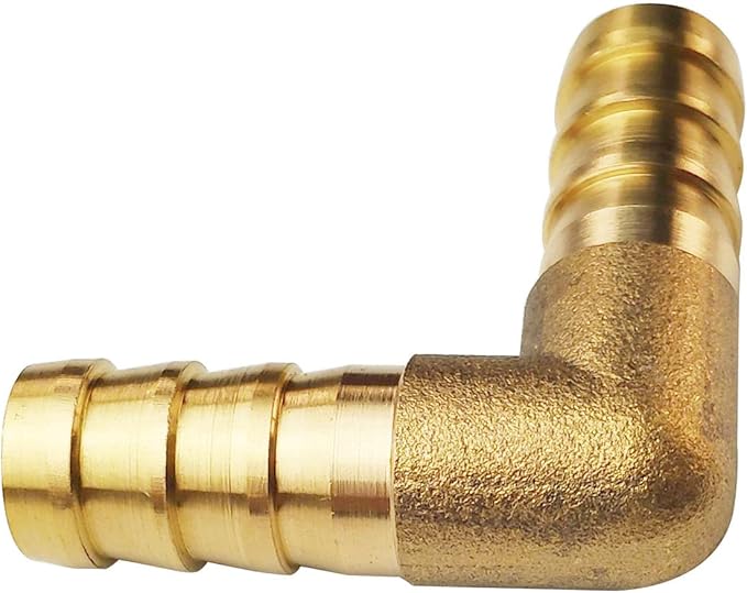 2PCs 1/2" Brass Hose Barb Fitting 90 Degree Elbow Barbed Splicer Mender Union Fitting with 4PCs Hose Clamp for Oil Water Air