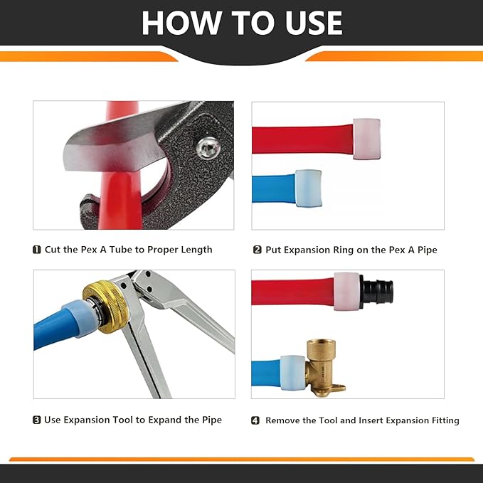 100-Pack HeSun 3/4 Inch Brass PEX-A Expansion Fitting Tee, 3/4"x3/4"x3/4" PEX-A Tee, ASTM F1960(PEX1960043-100)