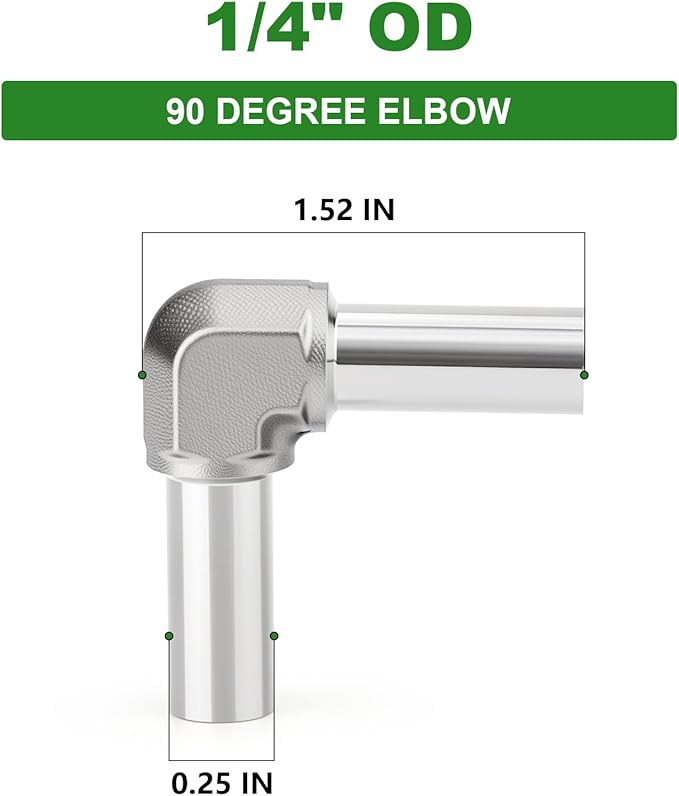 TAISHER 1PCS 316L Stainless Steel Weld 90 Degree Barstock Street Elbow, 1/4" OD x 1/4" OD 316L Stainless Pipe Fitting