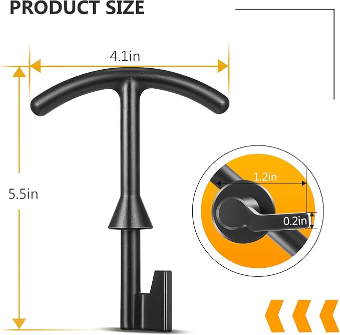 Feekoon 1 Pack 5.5'' Water Meter Box Key, Compatible with M07001 Water Meter Cover Key, Water Meter Cover/lid Opening Tool, Quality Metal T Wrench Hook to Access the Main Valve for Turning Water off