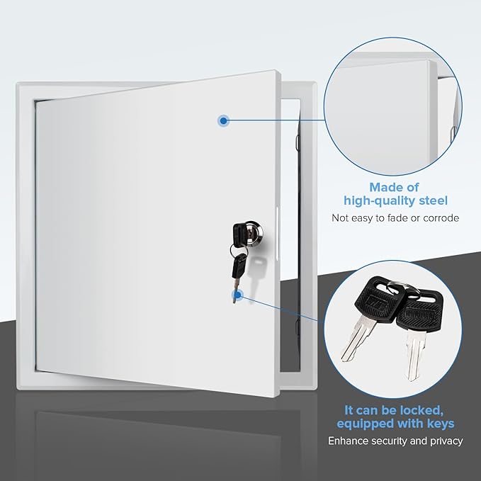 Donext Access Panel for Drywall/Ceiling, Wall Hole Cover with Lock and Keys, 12"x12" Metal Access Door, Concealed Service Door for Electrical and Plumbing