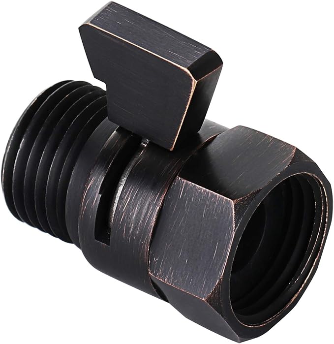 Tenfe Water Flow Control Shut Off Valve, Brass Adjustable Water Pressure Regulator for Hand Held Shower Head & Bidet Sprayer, Oil Rubbed Bronze Water Saver G1/2 Standard Connection