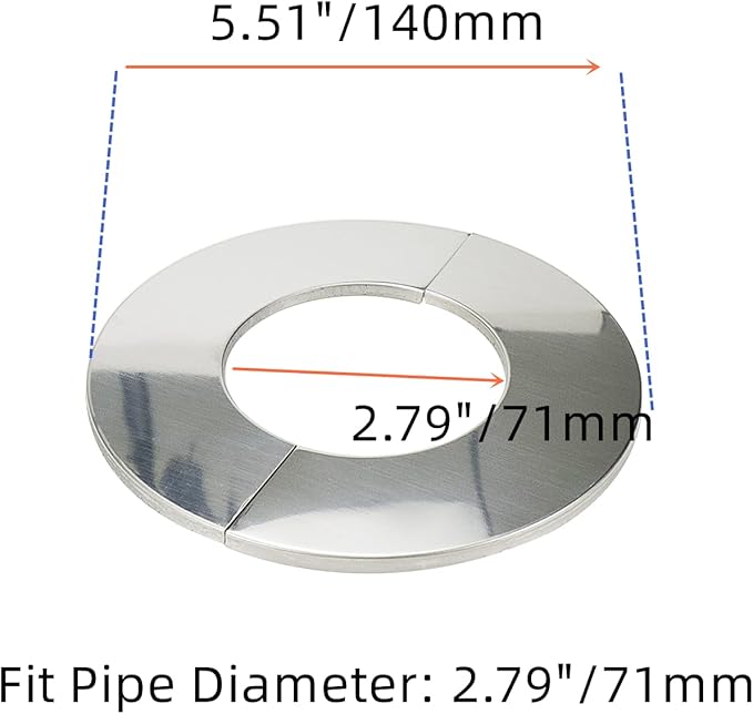 Wall Split Flange, Stainless Steel Round Escutcheon Plate for 2.79"/71mm Diameter Pipe, Pack of 2