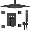 Shower System Oil Rubbed Bronze Shower Faucet Set 12 Inch Ceiling Mounted Full Body Shower System with Body Jets, Handheld Spray, Temperature Display Shower Valve