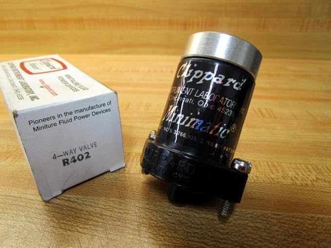 CLIPPARD R-402 2-POSITION, 4-WAY VALVE, 5-PORTED, AIR FLOW 250 L/MIN @ 100 PSIG, MAX PSI 150 PSIG, TEMPERATURE RANGE 32 TO 180F