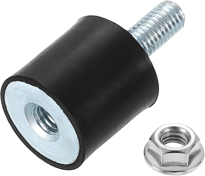 uxcell M8 Rubber Mounts, 1Pcs 25x25mm(DxH) Rubber Cylindrical Anti Vibration Isolator Shock Absorber with Lock Nut for Car Bobbin Generator Air Compressors