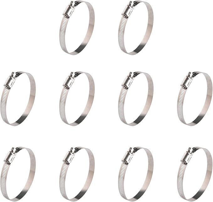 WINL 3 Inch Stainless Steel Hose Clamps- 10 Pack SAE 48 Worm Gear Drive Hose Clamps Clamping Range 2 1/2 Inch to 3 1/2 Inch (64mm-89mm) for Automotive Plumbing, 2 3/4'', 3 1/4''