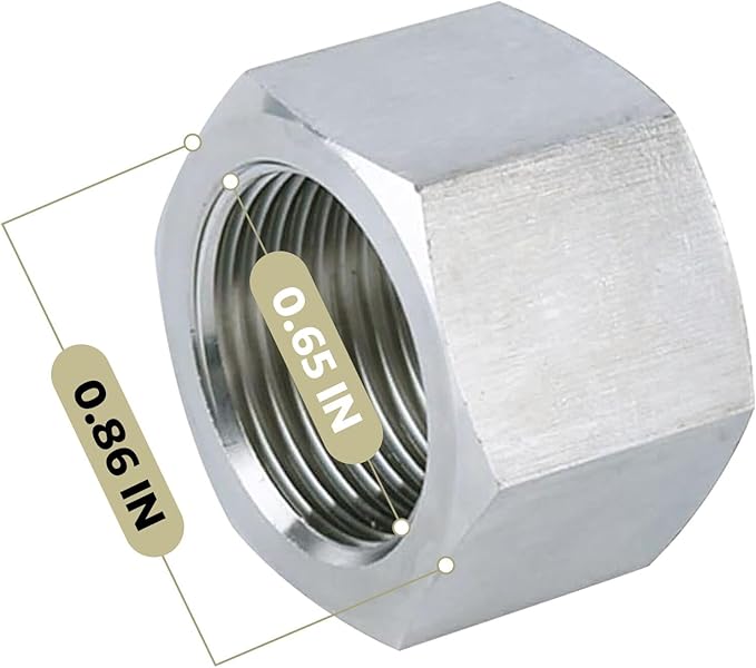 Stainless Steel 304 Pipe Fitting Hex End Cap, 3/8" NPT Female (Pack of 2)