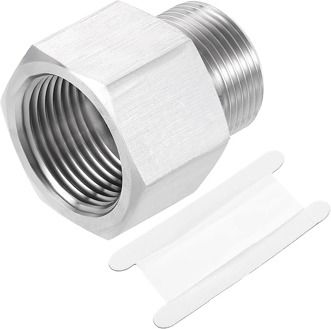 uxcell Pipe Fitting Reducing Adapter, M25 Male x 3/4" NPT Female 304 Stainless Steel Reducer Connector for Water Oil Air Pressure Gauge, Silver