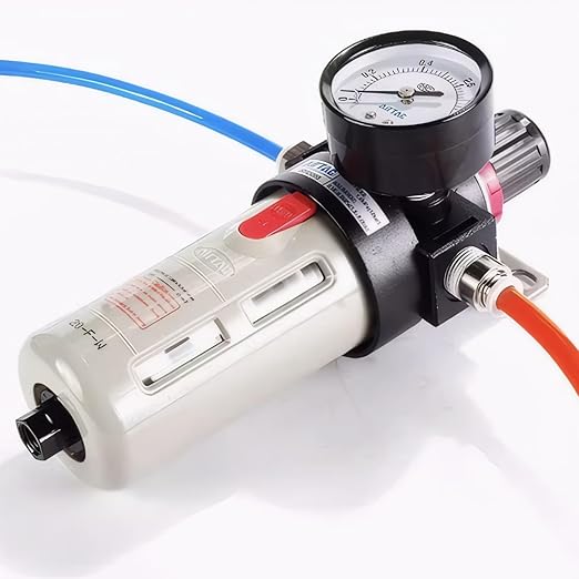 Compressed Air Pressure Filter Regulator Airtac BFR2000 1/4'' NPT 0-140 PSI Combo Piggybac Adjustable,Bracket,Gauge Semi-Auto Drain