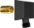 100% Brass Wall Mounted Supply Elbow, Wall Elbow for Hand Shower, Solid Brass Wall Supply Elbow, Check Valve Included (Matte Black)