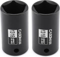 CASOMAN 2PCS 1/2" Drive 13/16" Penta Sockets, 5-Point Utility Socket, CR-MO, Removes and Installs Penta Nuts and Bolts for Utility Service