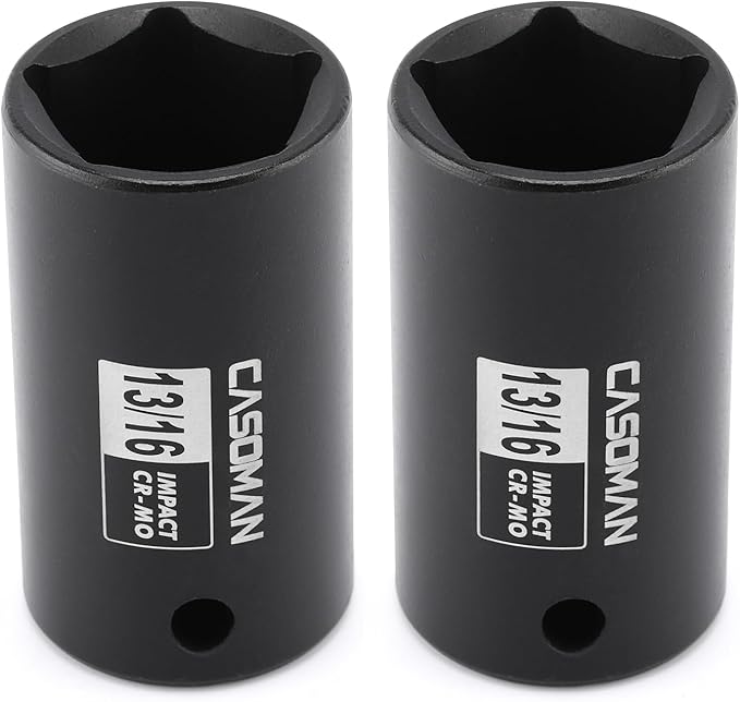 CASOMAN 2PCS 1/2" Drive 13/16" Penta Sockets, 5-Point Utility Socket, CR-MO, Removes and Installs Penta Nuts and Bolts for Utility Service