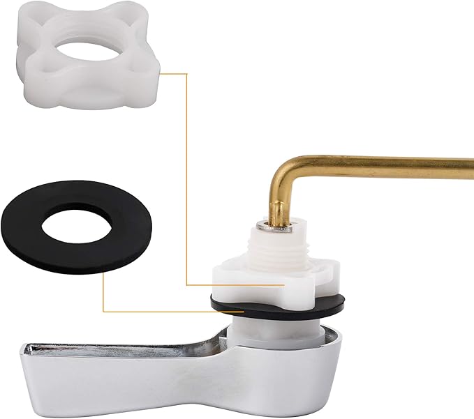 Hibbent 2 Pack Universal Metal Front Mount Toilet Handle, Tank Flush Lever Replacement with 2 Pieces Stainless Steel Flapper Chains for Most Toilets, Chrome Finish