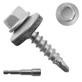 300pcs #10 x 1 Galvanized Hex Head Self-Drilling Metal Roofing Screws, EPDM Washer, No Paint, Wood Screws, Sheet Metal Roof Screw with Hex Driver Bit
