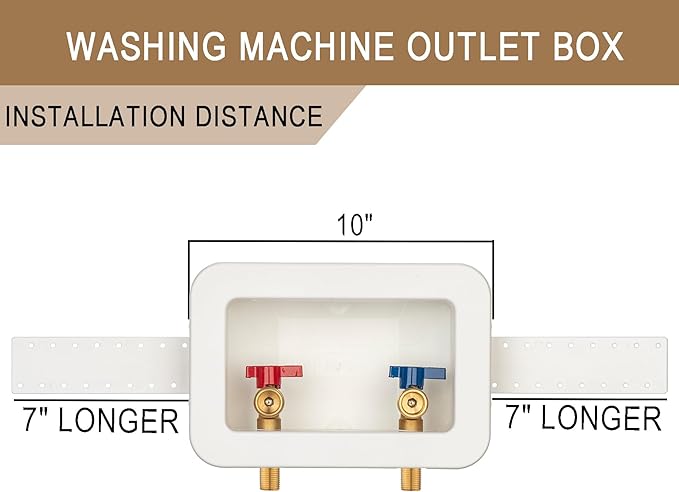 [1 Piece] Lingmfg Washing Machine Outlet Box 1/2 inch Sweat and Thread with 2 inch Central Drain, Connect 3/4 inch Washing Machine Hoses LING-WMOB-WO-WHA-1