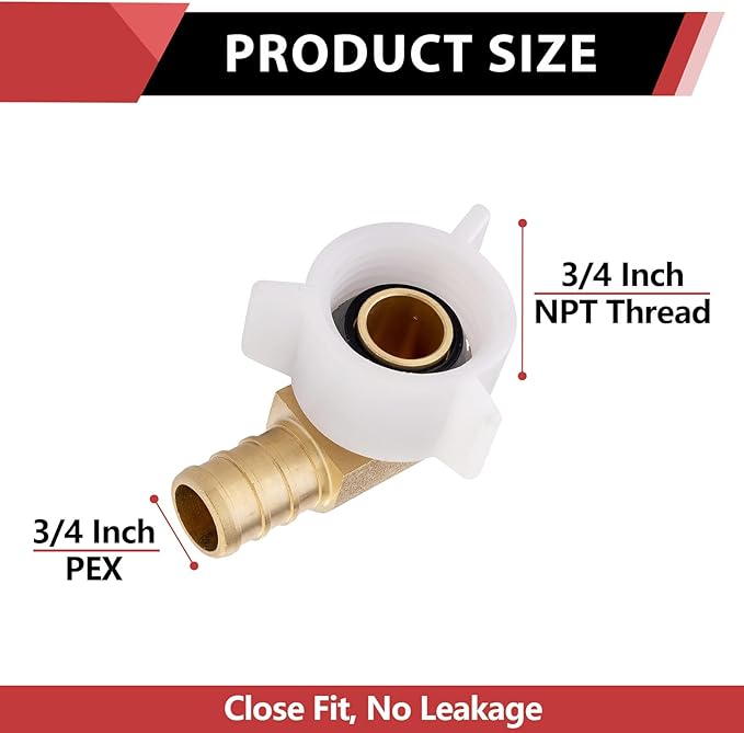 (Pack of 50) EFIELD Pex Crimp 3/4" Pex X 3/4" Female NPT Swivel Elbow Adapter Brass Fittings,(PEX1807211-50PCS)
