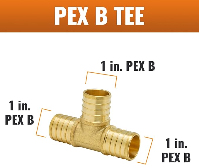 SUNGATOR 25-Pack 1" Pex Tee, No Lead Brass, 1 Inch Pex Fittings