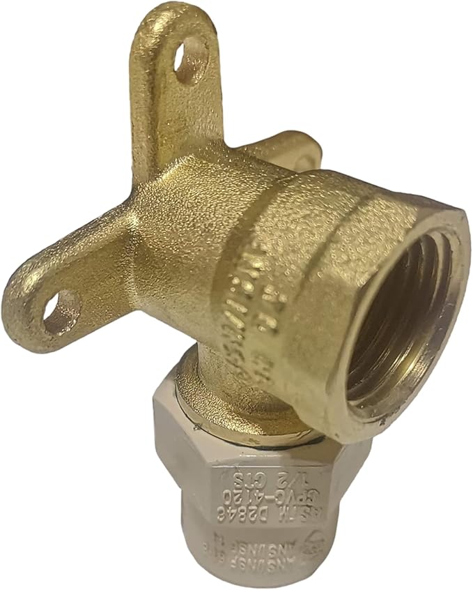 XFITTING 1/2 inch Female NPT x 1/2 inch CPVC Drop Ear Elbow, Brass, 5 Pieces