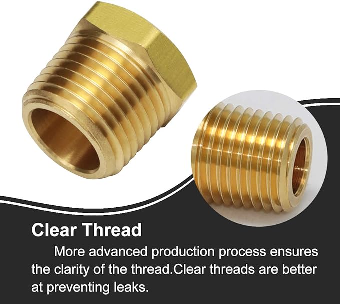1/2 Inch NPT Male Thread to 1/8 Inch NPT Female Reducing Brass Pipe Fitting Hex Head Hose Tube Bushing Adapter Convert Pack of 2