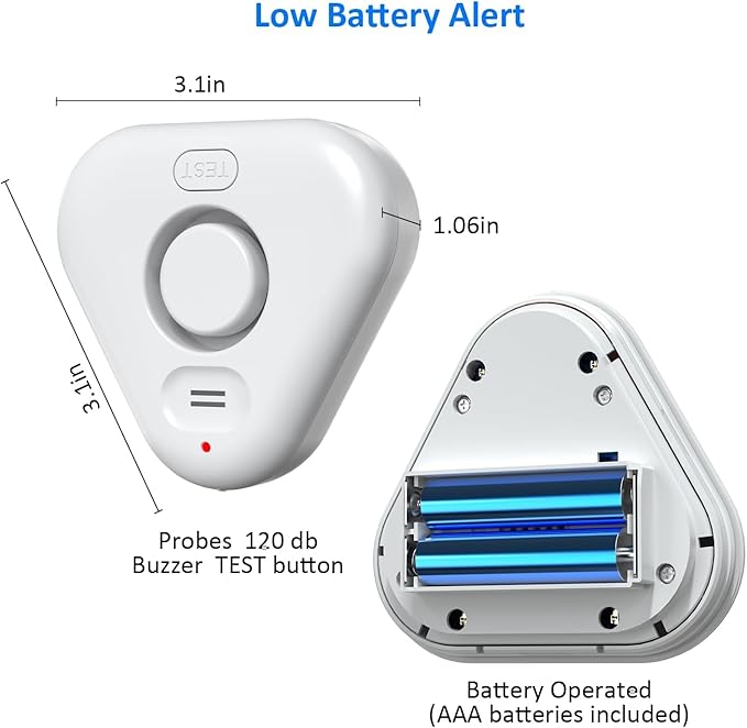 Stechro Water Leak Detector, 120dB Water Sensor Alarm, Water Leakage Detection Device for Home Pipe/Drain/Sink/Faucet Drip, Floor Flooding in Basement/Bathroom/Kitchen/Toilet/Laundry Room