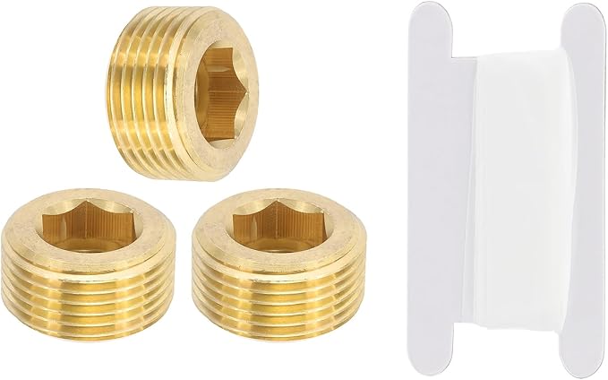 PATIKIL 1" BSP Male Pipe Plug Fitting, 1Pcs Brass Hex Counter Sunk Plug Brass Male Connector Socket for Closing the End of Pipe Industrial Machinery Fittings