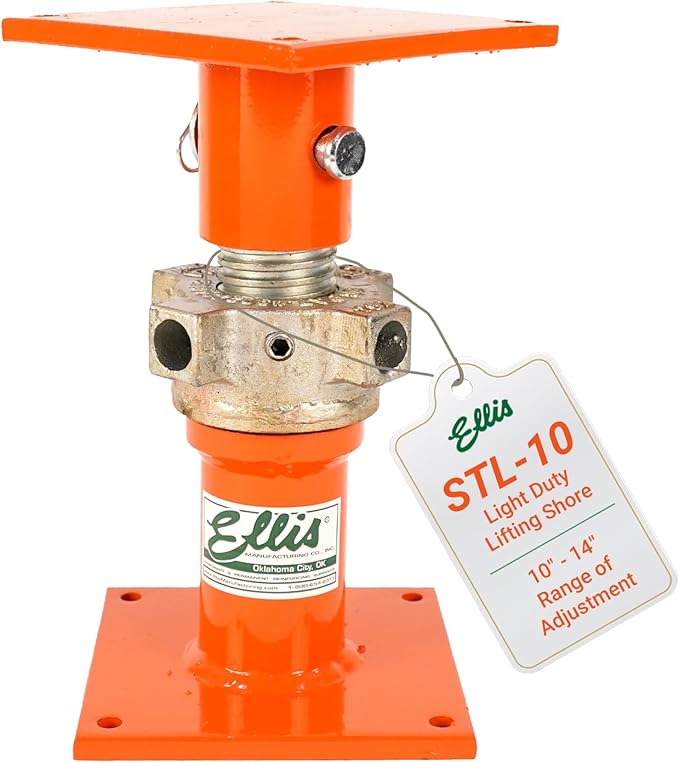 Ellis Manufacturing Light-Duty Steel Lifting Shore – House Jack for Foundation Leveling, Concrete, Beams, and Basement – 20,000 lb Safe Load Capacity – 10"-14" Adjustment