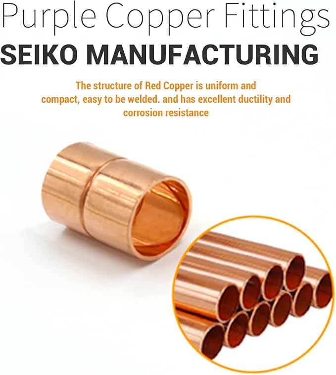 Straight Coupling Copper Fittings 1/2 Inch Copper Pipe Welding Joint Connector Adapter For HVAC Air Conditioning