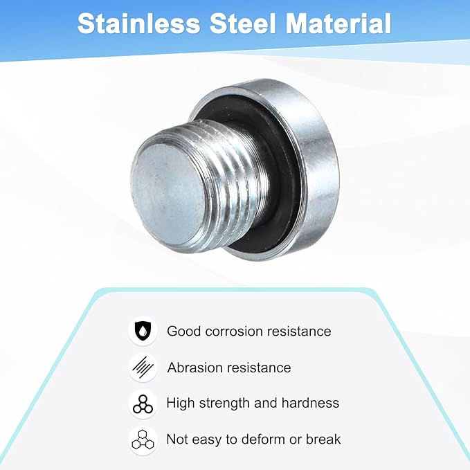 6-Pack M10x1mm Inner Hex Head Pipe Fitting Plug, Carbon Steel Sensor Socket Plug with Seal O-Ring for Terminate Pipe Ends/High Pressure Washer, Sealing Screw