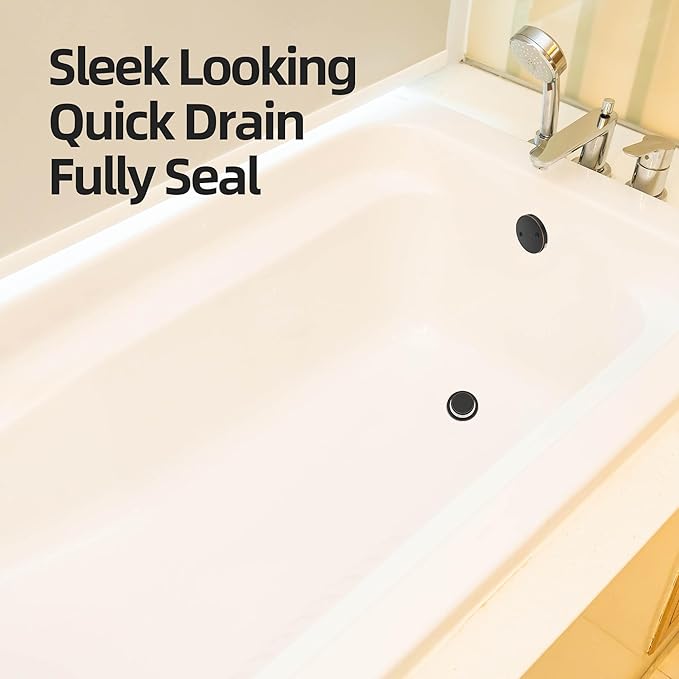 Oil Rubbed Bronze Tub Drain Kit with Hair Catcher, Premium Brass Tip-Toe Bathroom Tub Drain Replacement and 2-Hole Overflow Faceplate, 11.5/16 UNC Bathtub Drain Stopper Assembly