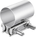EVIL ENERGY 1.75 Inch Exhaust Clamp, 1 3/4" Butt Joint Band Clamp Sleeve Coupler Stainless Steel for Pipes, Mufflers, Catalytic Converters 1PCS