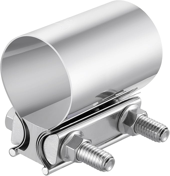 EVIL ENERGY 2.0 Inch Exhaust Clamp, Butt Joint Band Clamp Sleeve Coupler Stainless Steel for Pipes,Mufflers,Catalytic Converters 1 PCS