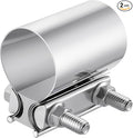 EVIL ENERGY 2.0 Inch Exhaust Clamp, Butt Joint Band Clamp Sleeve Coupler Stainless Steel for Pipes,Mufflers,Catalytic Converters 2PCs