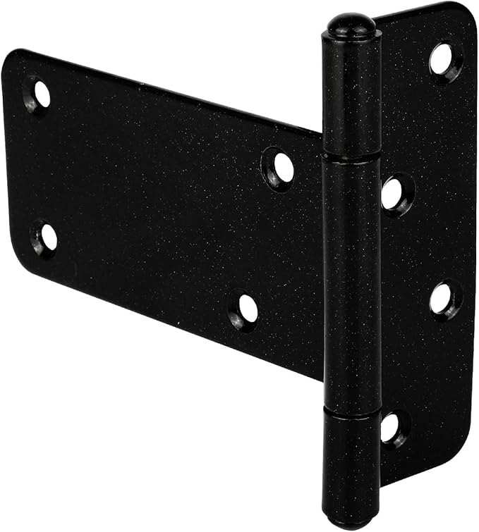 5in T-Strap Shed Door Hinges,2 Pack Heavy Duty Tee Hinge, T-Gate Hinges, Gate Strap Hinges, Black Wrought Hardware for Wooden Fences, Barn Door, Shed Doors (Black, 5 in -2 pcs)